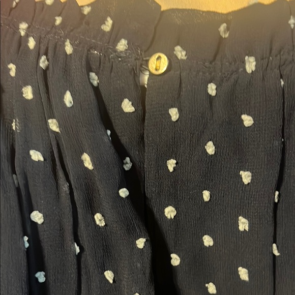 LOFT navy Swiss dot tiered mini dress sz M - Picture 5 of 5